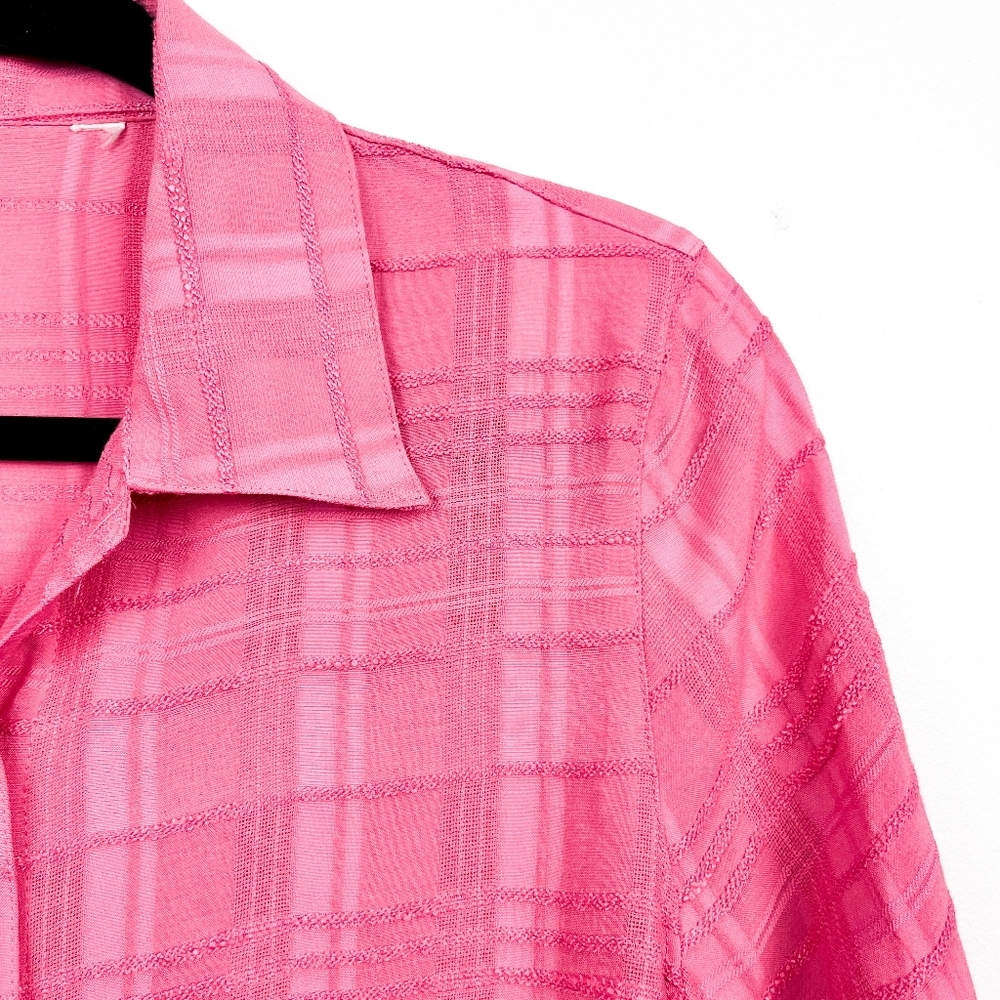 Pink Button-Up Textured Blouse - Picture 5 of 8